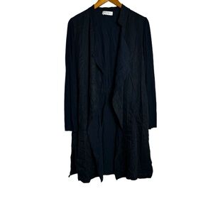 Lola & Sophie New York Long Open Front Cardigan Jacket in Navy Blue